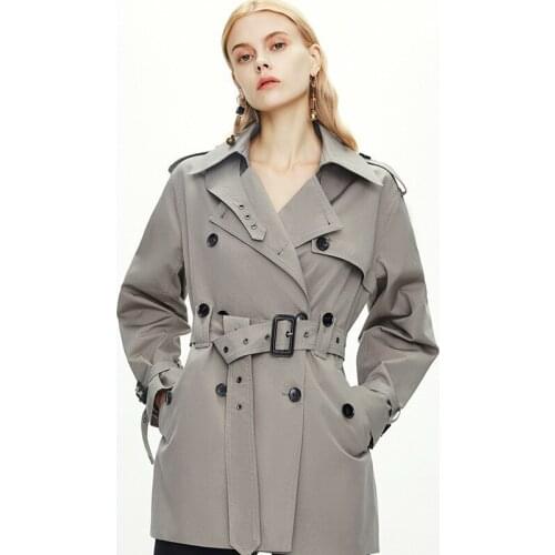 Womens Mid-Length Trench Coat Short-Height 2020 New Style for Autumn and Winter Counter Boutique Hepburn Wind Coat Office Lady