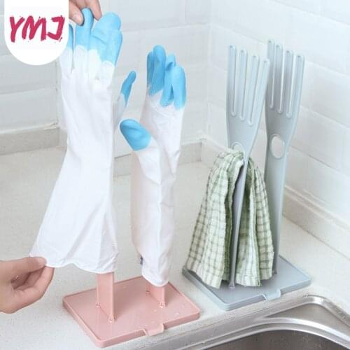1PC Creative Kitchen Bathroom Storage Rack Cleaning Rags Towel Glove Drying Rack Kitchen Desktop Drainage Storage Rack Shelves