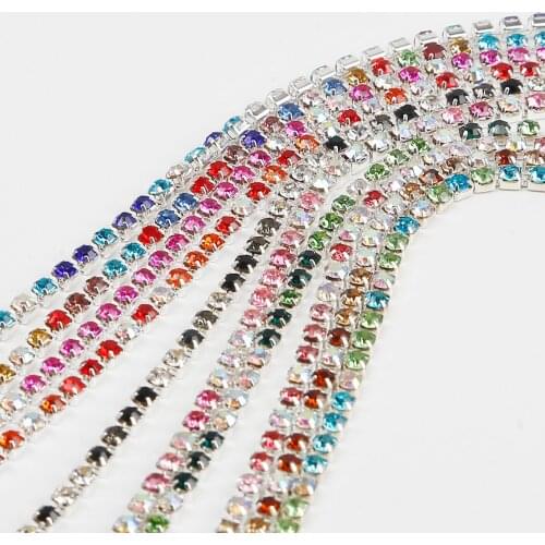 10M/Lot Mix Color Crystal Chain Trimming Rhinestone Shining For DIY Bags/Phone Shell/Clothes Sewing Craft Decor Accessories