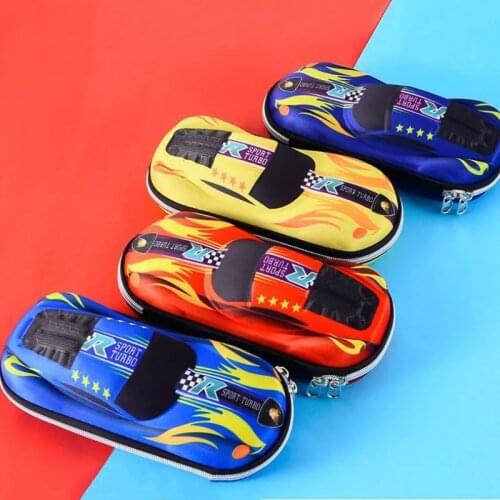 3D EVA Pencil Cases Cartoons Racing Car School Pencil Case for Children Stationery Box Plastic Pen Case Boy Cute Pen Bag Gifts