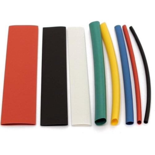 50pcs/lot 90mm Polyolefin 2:1 Halogen-Free Heat Shrink Tube Sleeving Kit 8 Sizes 6 Colors Black,White,Red,Yellow,Blue,Green