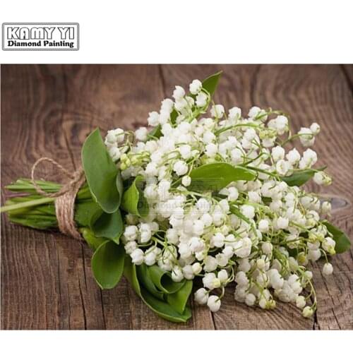 DIY Diamond Painting Embroidery Lily of the valley Flowers Decorative Vase Pictures of Rhinestones Hobbies Crafts Wedding LK1