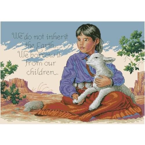 FREE delivery Top Quality popular counted cross stitch kit earths children little girl and sheep animal dim 03878 3878