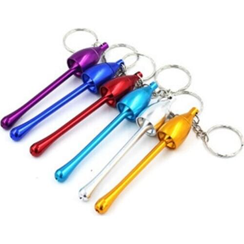 1 piece Outdoor Tool Mini Aluminum Mushroom Shaped Smoking Tobacco Pipe Keychain Straight Type Portable Smoking