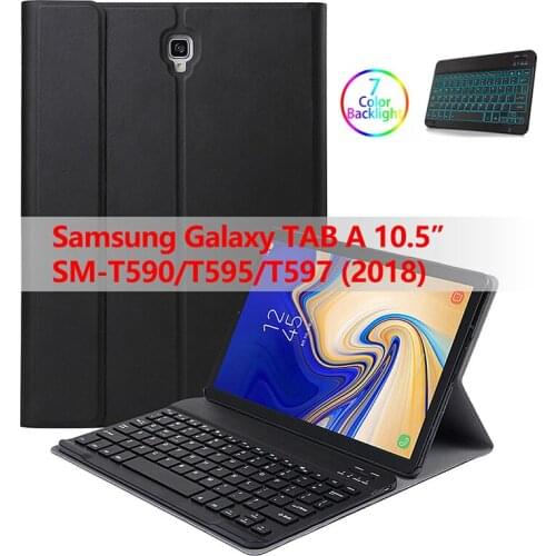 Keyboard for Samsung Galaxy Tab A 10.5 2018 Keyboard Case T590 T595 SM-T590 SM-T595 Leather Cover Funda Smart Tablet Case 10.5