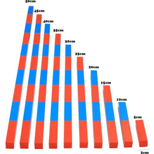 Kids Toys Montessori Red Long Sticks (5-50cm) Math Number Rods Wooden Education Early Learning Blocks Child