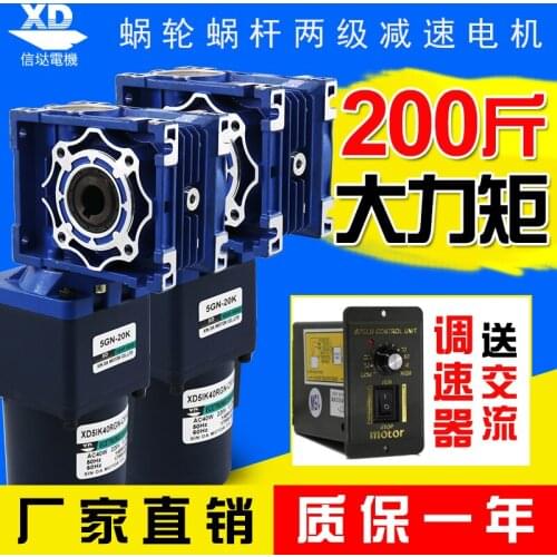 40W worm gear two-stage deceleration motor 220V AC speed regulating motor high torque forward and reverse motor motor