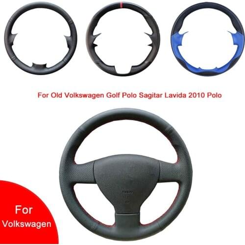 Breathable Punch Hand-Stitched Artificial Leather Car Steering Wheel cover For Old Volkswagen Golf Polo Sagitar Lavida 2010 Polo