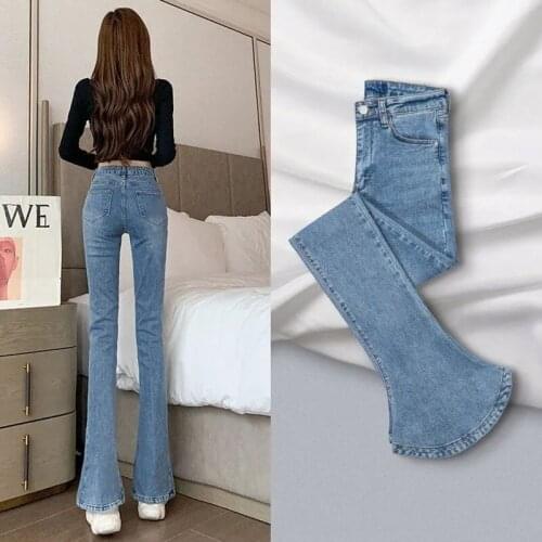Micro Flared Spring And Autumn Jeans Women Retro Jeans Women High Waist Fashion Stretch Pocket Trousers Plus Size Wide Leg Jeans