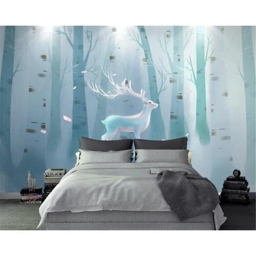 Beibehang Custom photo wallpaper 3D three-dimensional Nordic elk forest living room bedroom background wallpaper De Parede