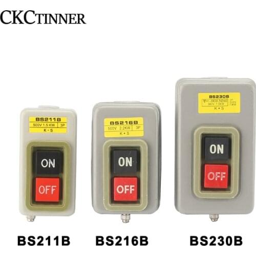 Power Control Button Switch Three-phase Latching Motor Start Button Press Switch BS211B BS216 BS230 10A 380V Start Stop ON-OFF