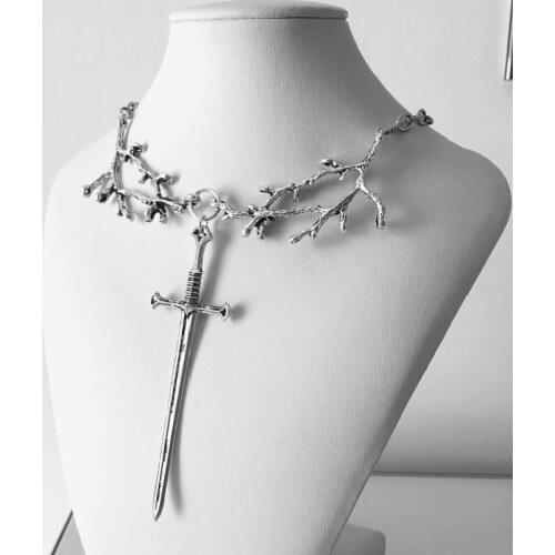 Viking necklace chain with tree branch sword pendant Goth Forest Jewelry women men fashion Gifts Classic necklace medieval new