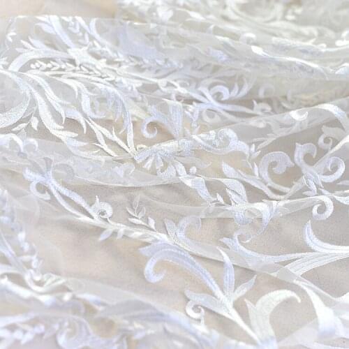 1M Luxurious Embroidery, Lace Cloth, Dress, Soft Clothing, Handmade DIY Net Cloth, White Wedding Lace Fabric