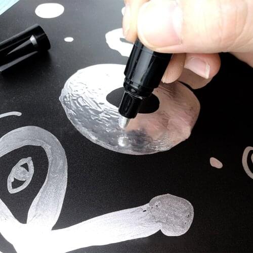 DIY Reflective Paint Pen Silver Art Liquid Mirror Chrome Marker Mirror Reflection Sign Pen Rock Painting Accessory Paint Tool