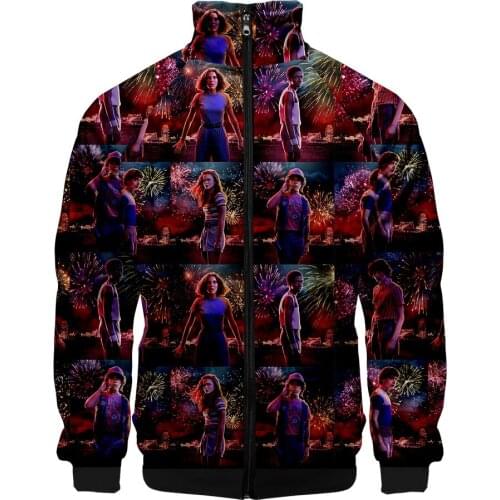 Tops Hot Koop Stranger Dingen Bomberjack Mannen 3D Rits Retro Jas Lente Herfst Harajuku Hoge Kwaliteit Korte Biker Personality