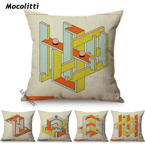 Three-Dimensional Geometric Design Sofa Cushion Cover Nordic Abstract Art Cotton Linen Home Decoration Throw Pillow Case Cojines