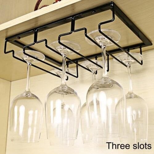 Iron Nail-free Wine Glasses Holder Bartender Stemware Hanging Rack Under Cabinet Stemware Organizer Glass Goblet Rack Bar Tools