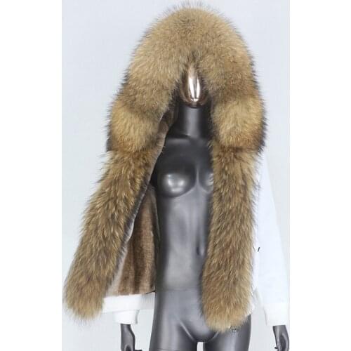 BLUENESSFAIR 2020 Waterproof Bomber Parka Coat Real Natural Fox Raccoon Fur Collar Winter Jacket Women Removable Thick Outerwear