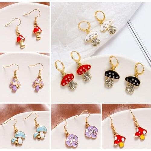 New Fashion Women Sweet Fresh Handmade Acrylic Simulation Mushroom Long Pendant Earring Girls Lovely Jewelry Gift Accessories