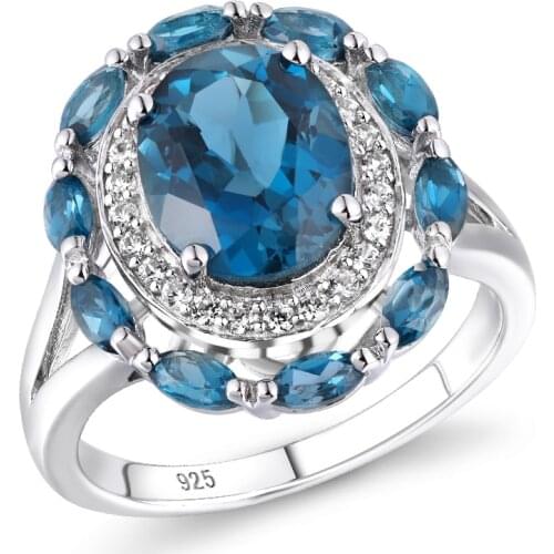 GZ ZONGFA High quality Natural Blue Topaz 925 sterling silver ring with custom made logo design wedding rings for girls