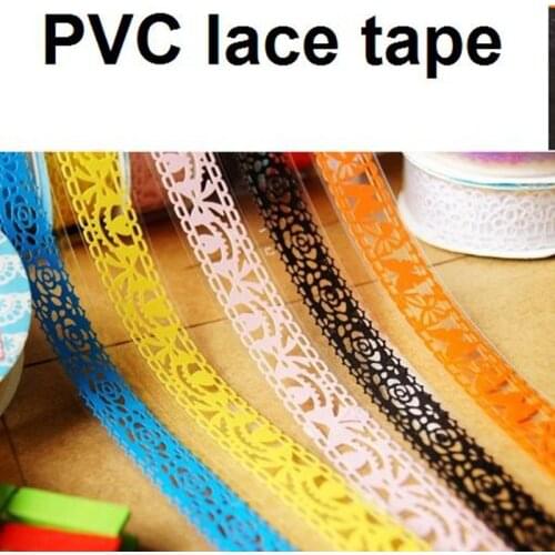 1.5cm*1m/Roll Adhesive PVC Masking Tape Hollow-Out Colorful Lace Scrapbooking Sticker DIY Crafts Decoration Supplies