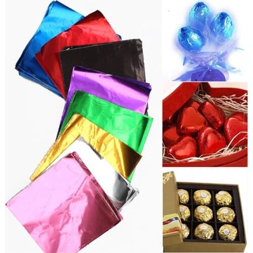 100pcs/set Crepe Paper Sheets Candy Chocolate Confectionary Square Foil Wrapper Lolly Package Paper Sweets Tinfoil free ship