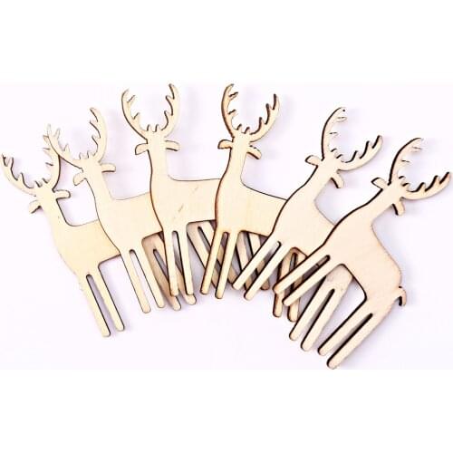 1000PCS 35*60MM Rustic Wood Deer Reindeer Chips Die Cutting Christmas Natural Emebellishments Cardmaking DIY Crafts