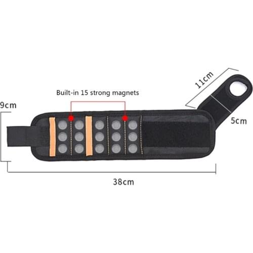 15 Strong Magnets Wrist Strap Portable Electrician Tool Bag Screw Nail Holder