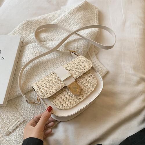 2021 Summer Fashion Straw Small Handbags For Women High Quality Designer Female Shoulder Bag Ladies Saddle Bag Crossbody Bag