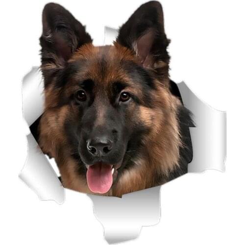 3D Torn Metal Design German Shepherd Dog Car Body Sticker Car Bumper Decoration Door Body Window Vinyl Stickers Kk18*15cm