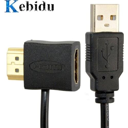 Kebidu HDMI-compatible Male To Female HDMI-compatible Adapter Converter Connector With 50cm USB 2.0 Charger Power Supply Cable
