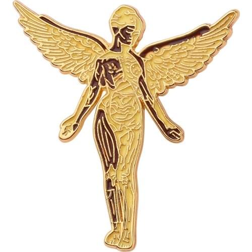 HOSENG Gold Color Angel Alloy Brooch Woman Man Elegant Party Dress Lapel Jewelry Badge Gift For Friends Enamel Badge Pin HS_297