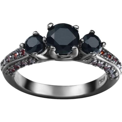 Black zircon Rings for women wholesale factory luxury black Engagement Ring red new fashion PROMISE RING