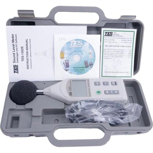 TES-1352S Digital Sound Level Meter db tester 30dB to 130dB USB connecting 200M Records Data logging function