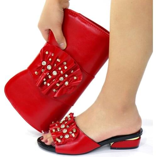 Doershow Italian Shoe with Matching Bags Shoe and Bag Set for Party In Women Italian Matching Shoe and Bag Set with stone SOT1-2