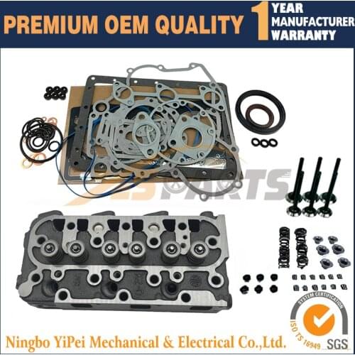 For kubota diesel engine D1105 cylinder head with valve train kit full gasket set