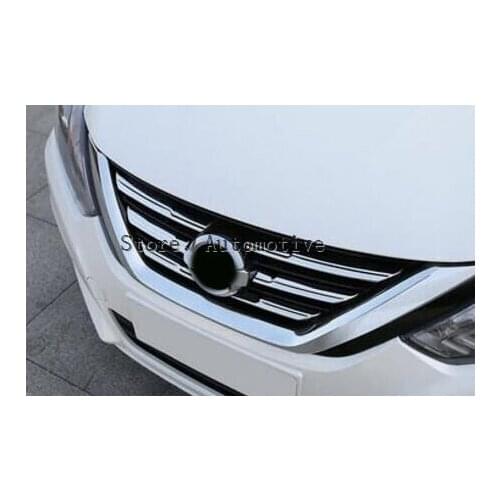 Chrome Front Mesh Grille Cover Trim For Nissan Latio Almera Versa Hood Bonnet Molding Insert Garnish Styling 2015 2016 2017