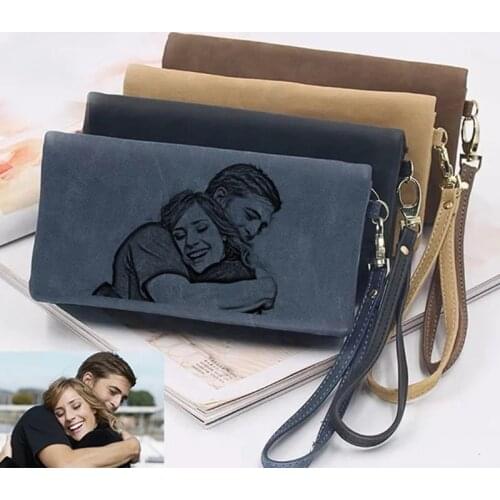 Customized Photo Wallet Personality Fashion Ladies Long Large-Capacity Synthetic Leather Double Zipper Clutch Mothers Day Gift