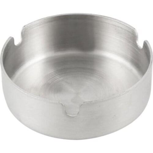 JX-LCLYL 1pc New 8cm Diameter Silver Tone Stainless Steel Round Shape Cigarette Ashtray
