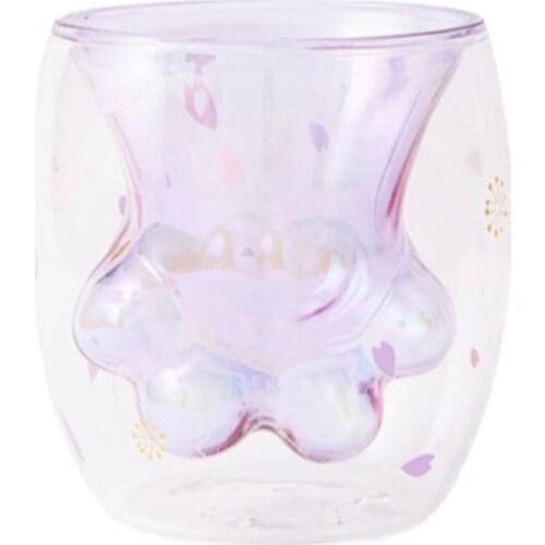 Cute Cartoon Cat Claws Cup Coffee Mug Animal Paws Glass Star Cup Creative Glass Cup Coffee Cup Mens and Womens Gift