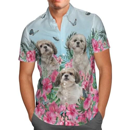 Animal Dog 3D Beach Hawaiian 2021 Summer Mens Shirt Short Sleeve Shirt Streetwear Oversized 5XL Camisa Social Chemise Homme-87