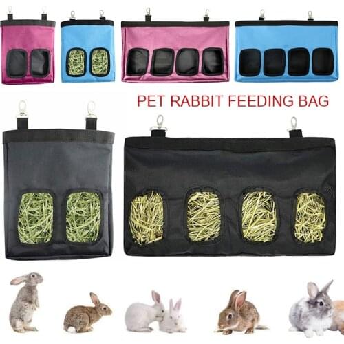 Small Animals Feeder Hay Bag 2/4 Windows Feeder Hanging Pouch Holder Feeding Dispenser Hay Bag For Rabbit Chinchillas Guinea Pig