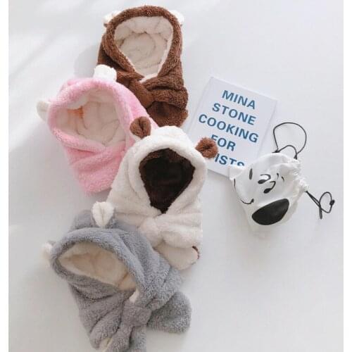 New Childrens Hat Winter Scarf Bib One-piece Baby Hooded Warm Ear Cap