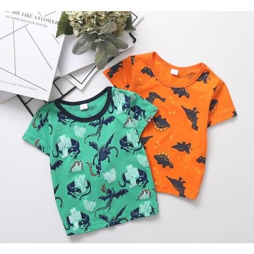 New printing T-shirt short-sleeved boy T-shirt cartoon children infants kids boys cartoon dinosaur shirt shirt baby T-shirt