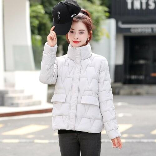 ISENMAL Autumn Overcoat Winter Parkas Short Warm Jacket For Women Stand Collar Glossy Cotton Padded Clothing Female Wadded Coats