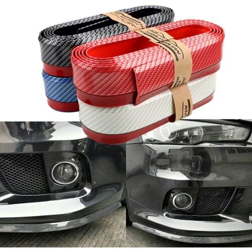 2.5m Car Bumper Lip Strip Protectors Scratch Resistant Carbon Fiber Rubber Lip Width Strip Car Front Lip Bumpers Decorate
