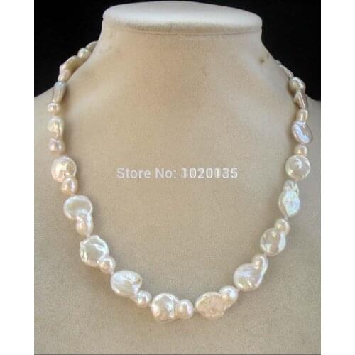 Freshwater pearl white unique baroque flat 17inch wholesale nature beads FPPJ