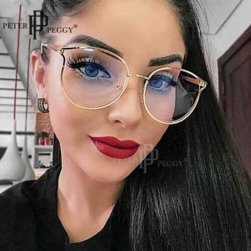 Transparent Glasses Women Frames Cat Eye Fashion Round Vintage Metal Glasses Men Optics Prescription Myopia Eyeglasses Frames