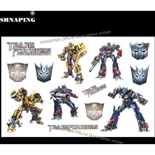 SHNAPIGN Hot Car Robots Child Temporary Tattoo Body Art Flash Tattoo Stickers 17*10cm Waterproof Henna Tatoo Styling Sticker