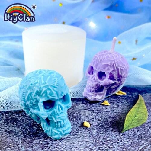 DIY Skull Candle Silicone Mold For Cake Pudding Jelly Dessert Chocolate Molds 3D Halloween Handmade Soap Mould S0032KL